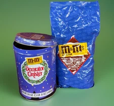 Vintage 1988 M&M's Peanut Chocolate Candy Shooting Star Tin w/Original Candy Bag