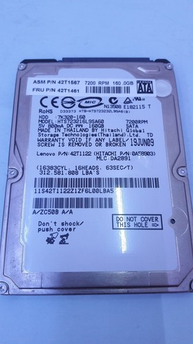 Hitachi 7K320-160 HTS723216L9SA60 160 GB SATA SMART OK Laufzeit 1571 Stunden