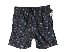 NWT Burnside Swim Trunks Surf Shorts Mens M 6"Ins 17"L Navy Blue Tropical 3 Pokt