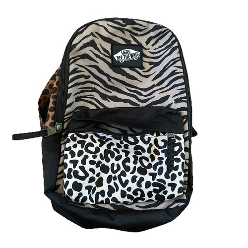 Vans Rucksack Damen Mädchen Tasche Skate Surf Reise Handgepäck Reißverschluss Leopardenmuster