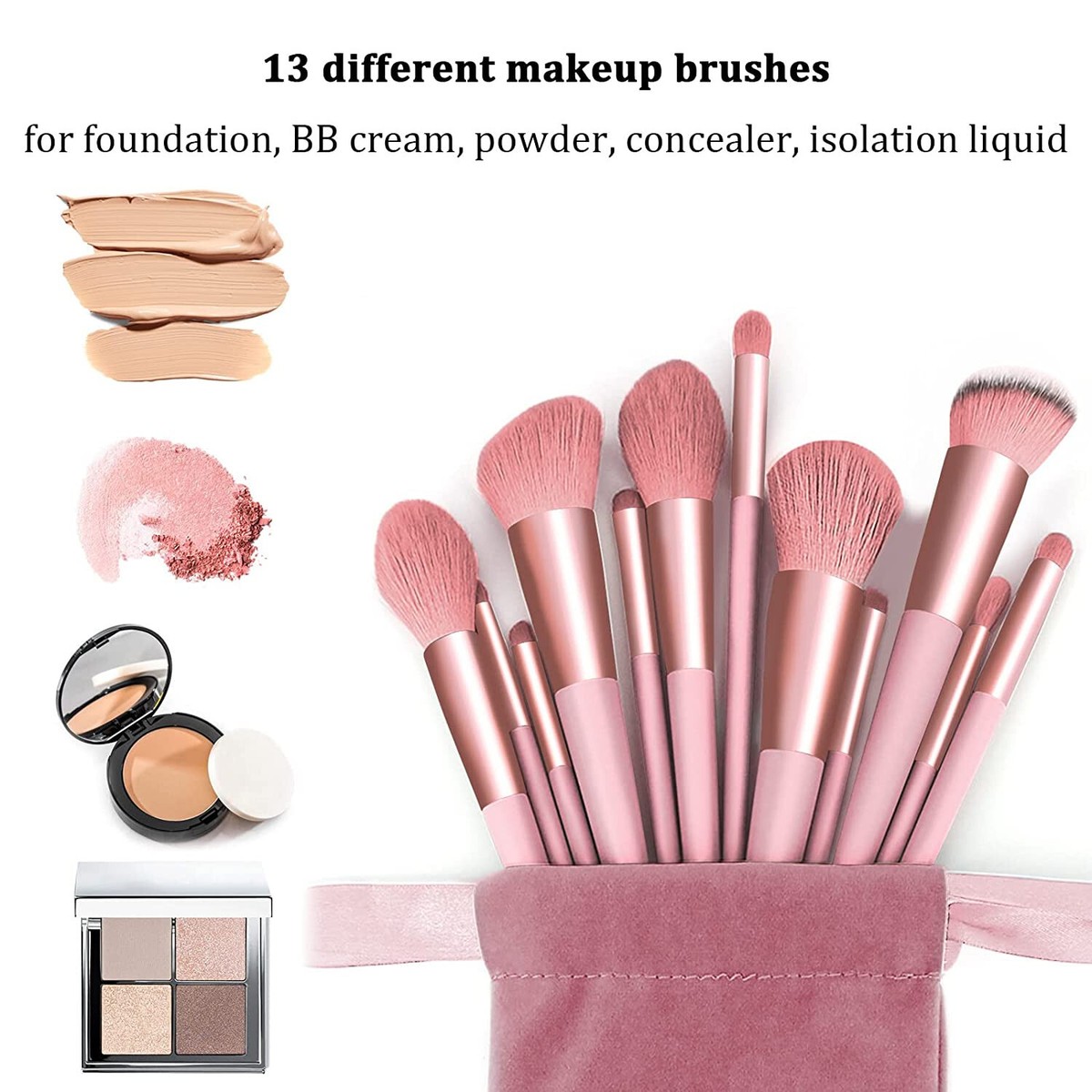 22 PIECE SET Make up KIT PINK Makeup Brushes Foundation Brush