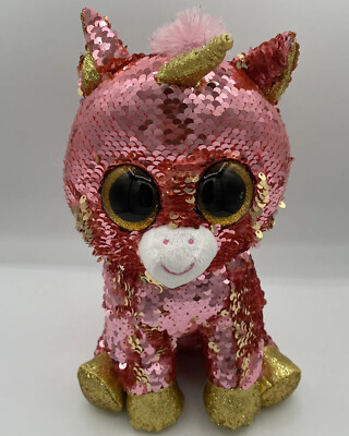 Ty Beanie Boos Flippables 6'' SPARKLE Color Changing Sequins Unicorn Plush Sunset