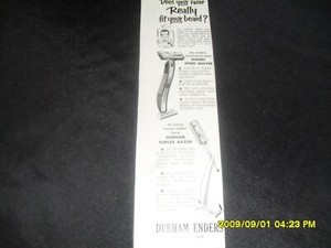 Rare Vintage 1951 Durham Enders Razor Print Ad