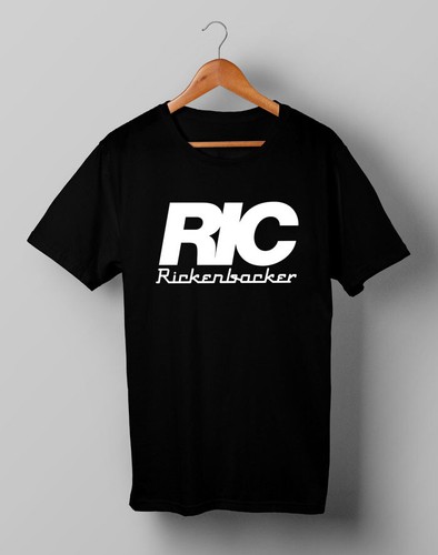 RIC Rickenbacker guitar Logo Black t 