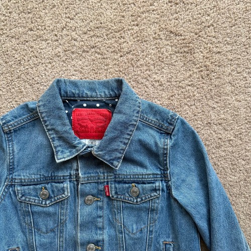 Levi Jacket Girls XS 7-8 Denim Button Up Flannel Lined Pockets Blue - Picture 6 of 11
