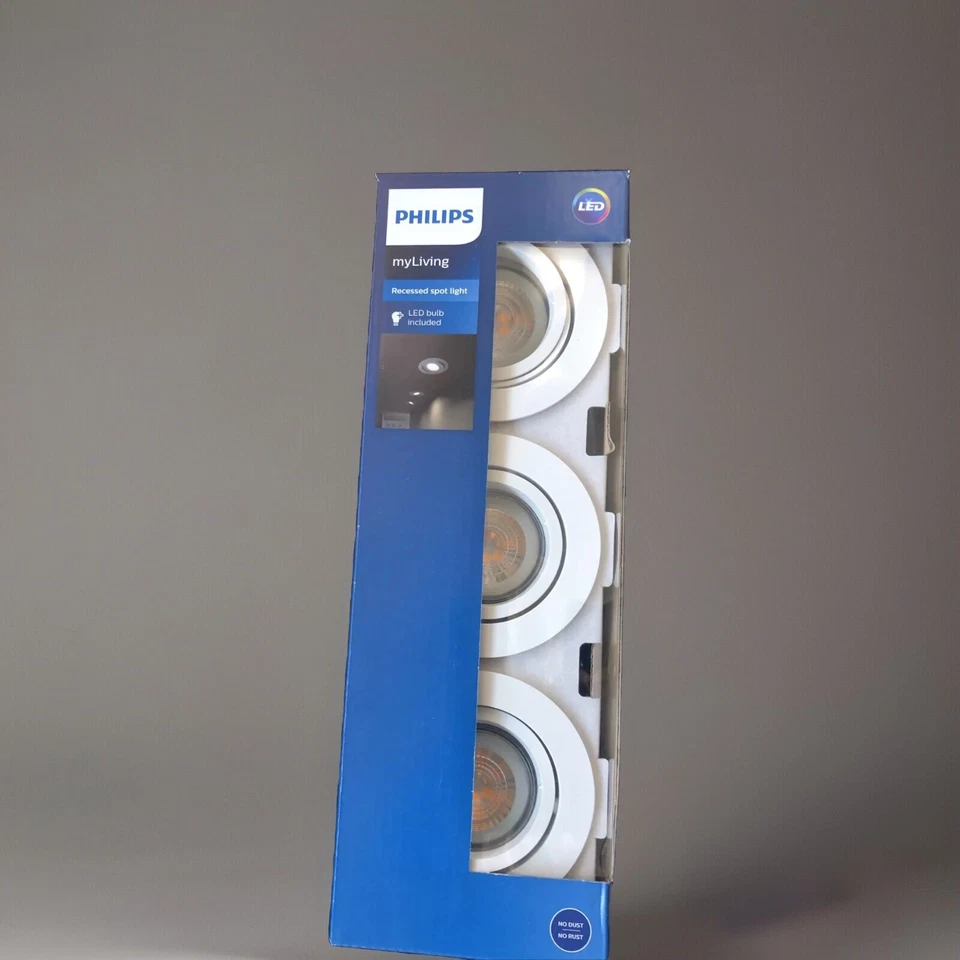 3x Philips myLiving Spot Light Gu10 Einbaustrahler Rund Grau 4,6W 355lm Ø90mm - Bild 3 von 4