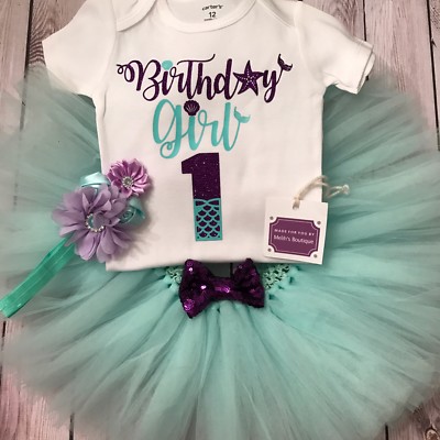 Mermaid First Birthday tutu, little mermaid outfit, under the sea birthday  shirt | eBay