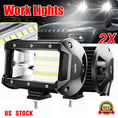 2PCS 5"Inch 12V 72W LED Work Light Bar Flood Pods Driving Off-Road Tractor 4x4WD