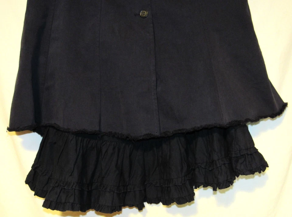 Sisley 意大利黑色牛仔裙,带荷叶边下摆 - 大号 (44) — 第 2/4 张图片