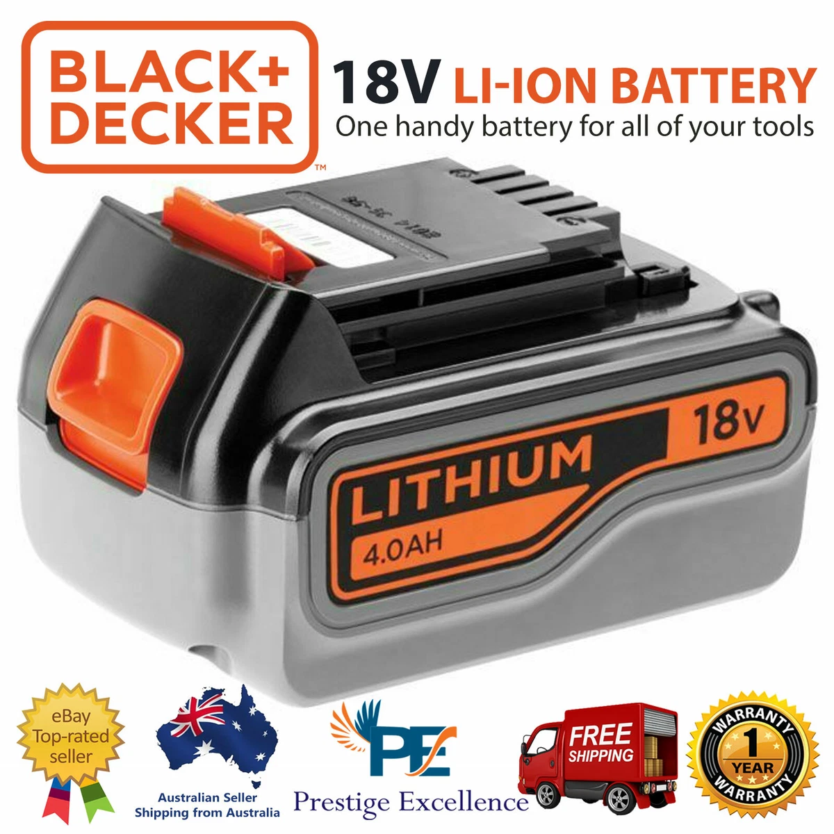 Black and Decker 18V Battery Lithium Ion 4.0Ah BL4018 XE Cordless