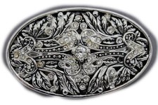 New Women Men Fashion Belt Buckle Silver Metal Bling Filigree Floral Bling Leaf