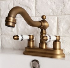 4" Centerset 2 Hole Antique Brass Kitchen Mixer Tap Bathroom Sink Faucet 2an064