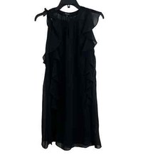 Madewell Black Sheer Ruffle Silk Dress Size 2