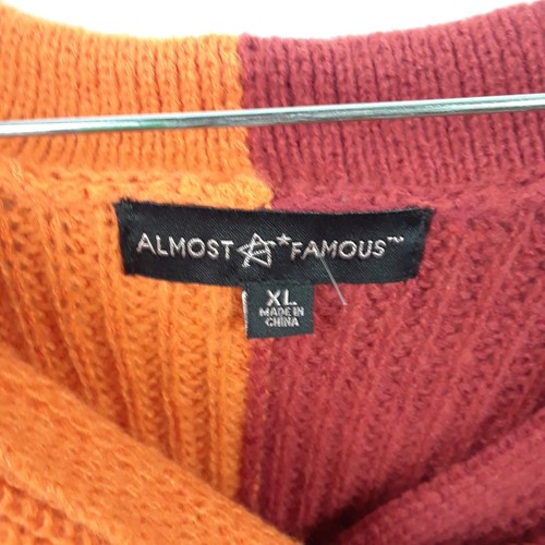 Almost Famous Womens Sweater Size XL Color Block Twist Front Collard Neck - Picture 6 of 10