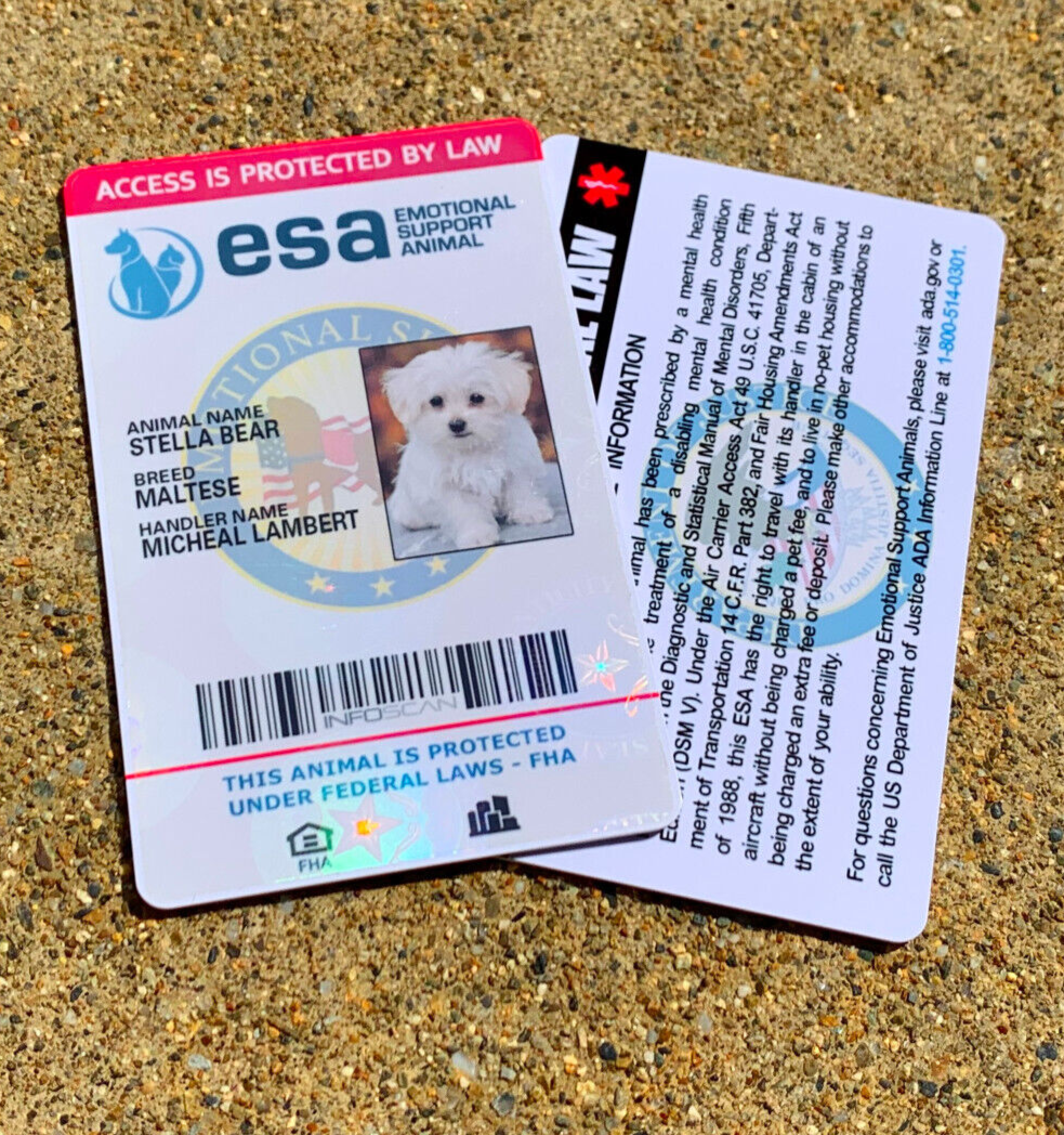 ESA ID CARD FOR EMOTIONAL SUPPORT DOG ID CARD WITH REGISTRATION