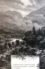 Gibson WHITE MOUNTAINS Franconia Notch 1883 Antique Art Print Engraving Matted