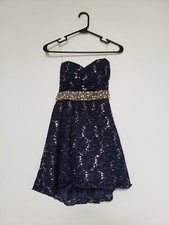 My Michelle Junior's 1 Dress Sleeveless Strapless Formal Dark Blue Sequins Prom