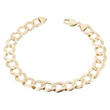 Men's 14k Solid Yellow Gold Flat Cuban Link Chain Bracelet 7" 11.5mm- 20 grams