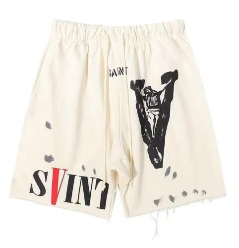 Vintage Saint Michael Vlone Hand Painted Printing Cotton Terry Shorts