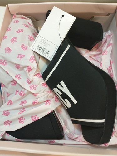 Sandalias Juicy Couture Juicy Girly para mujer talla 10 tacón 4,5" negro blanco logotipo - Imagen 14 de 15