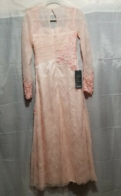 Women's Izilady Formal Satin lace long Dress Sz 4 Embroidered Pearls  Sequins NWT | eBay