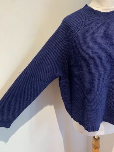 SESSUN blue knit jumper M cosy boxy crop slouch wool cashmere blend - Picture 4 of 9