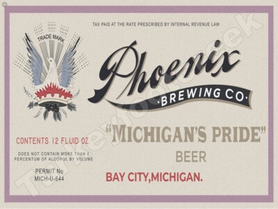 Phoenix Beer Label 9'' x 12'' Metal Sign