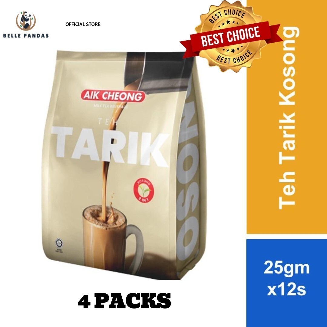 4 X Aik Cheong 2 en 1 Teh Tarik Kosong sin azúcar añadido (25gm x 12) + DHL EXPRESS