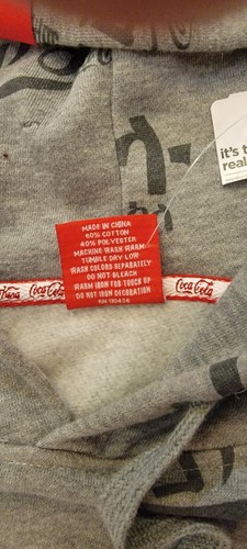 Neu mit Etikett Coca Cola Herren Hoodie Gr. Large grau Allover-Druck Sprachen Welt 424121 - Bild 14 von 15
