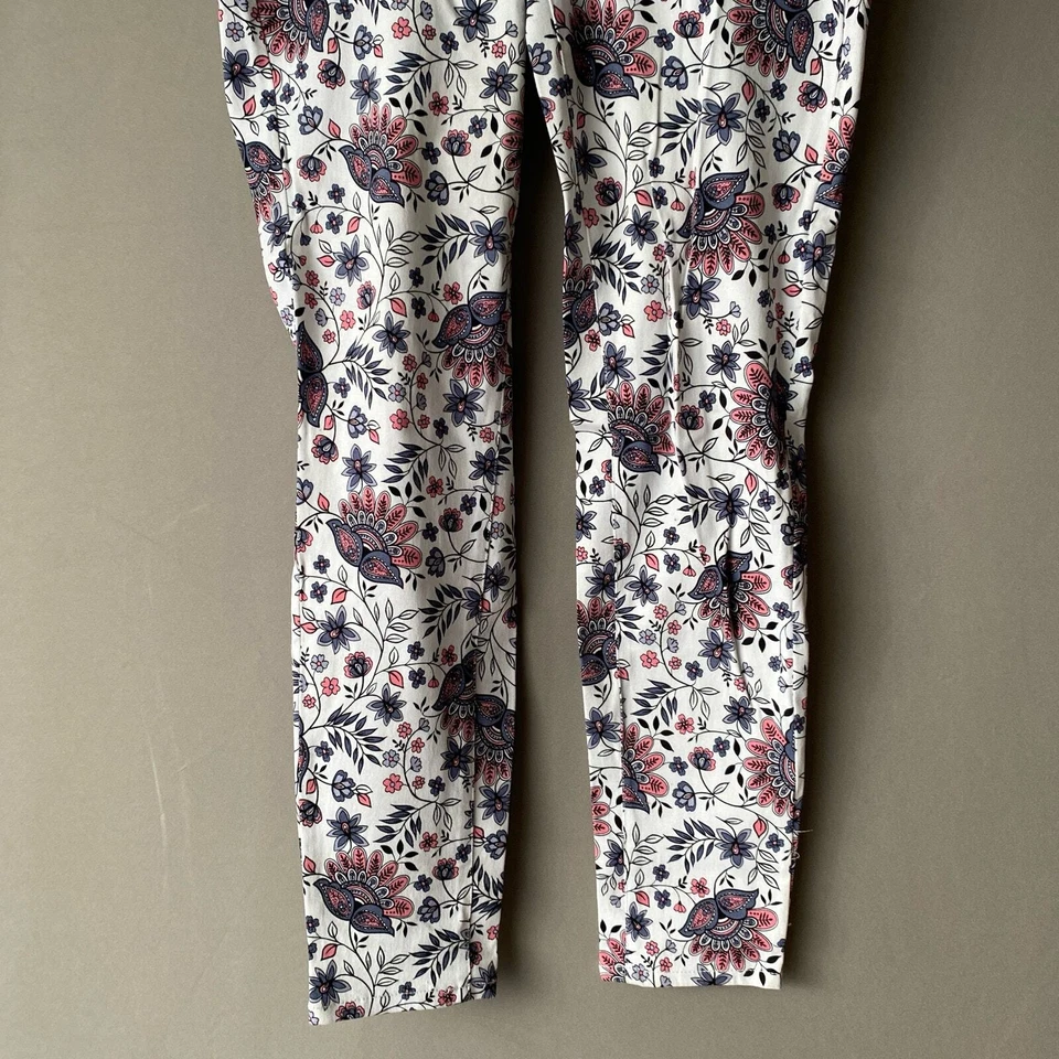 Kensie Talla 4 Blanco Rosa Floral Boho Pantalón Foto 3 de 4