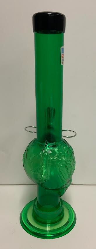 8" ACRYLIC PLASTIC ALIEN HEAD BUBBLE HOOKAH WATER PIPE BONG PULL CARB GREEN 1"M