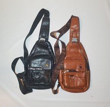 Set Of 2 Weixier Crossbody Messenger Shoulder Bags Black Brown Leather Lot