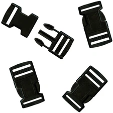 Pepperell Parachute Cord Bracelet Buckles 20mm 4/Pkg-Black, PCBUCK20