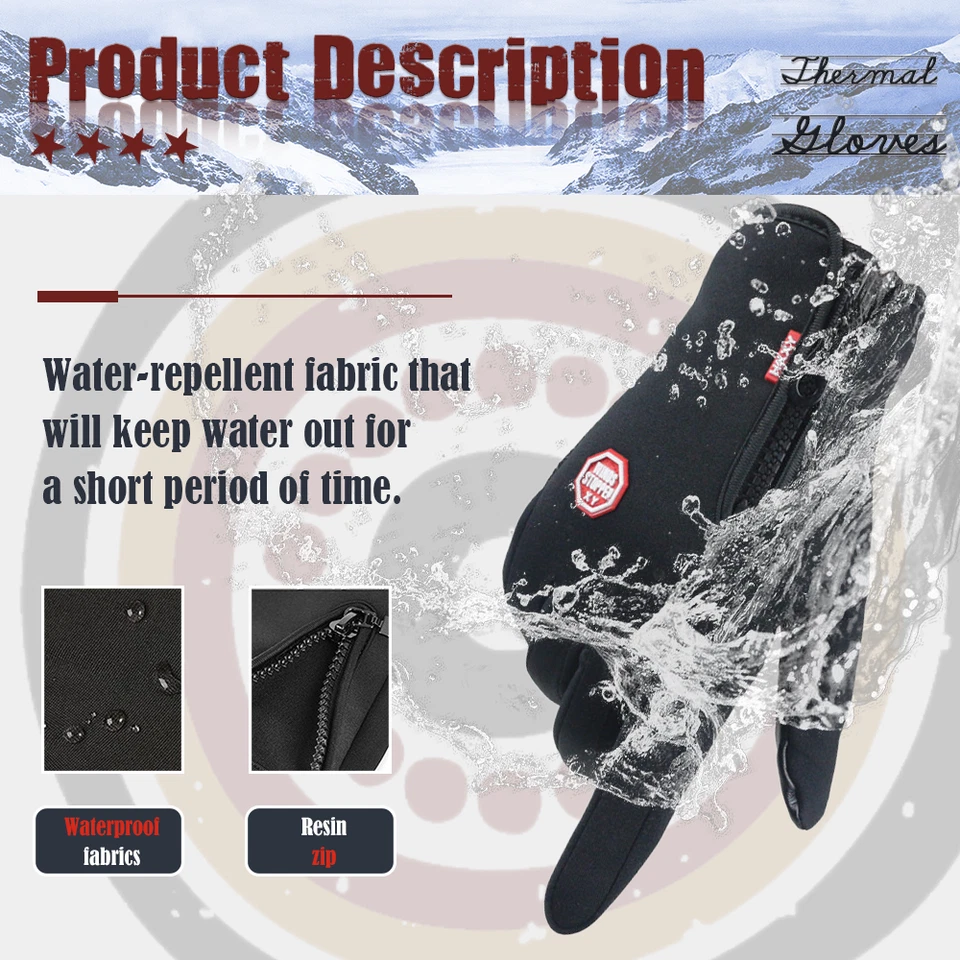 Winter Warm Thermal Outdoor Sports Waterproof Windproof Touch Screen Ski Gloves - image 2 of 4