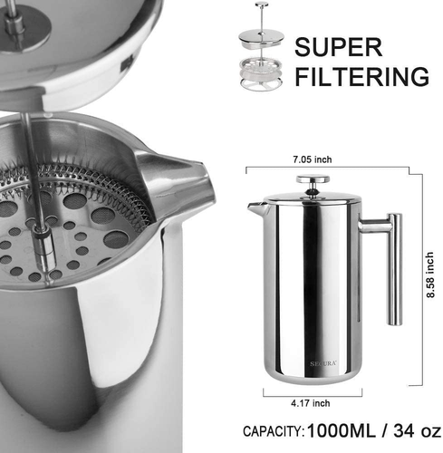 French Press Coffee Maker, 304 Grade Stainless Steel Insulated Coffee Press with - 第 4/12 張圖片