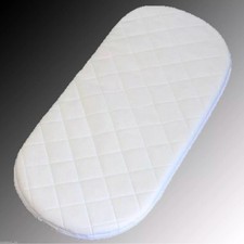 Moses Basket Mattress - Quilted Cover - Breathable Foam - 74 x 28 x 3cm Oval
