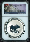 PERFECT 2007 AUSTRALIA YEAR OF THE PIG 1 oz Bullion Coin NGC MS70
