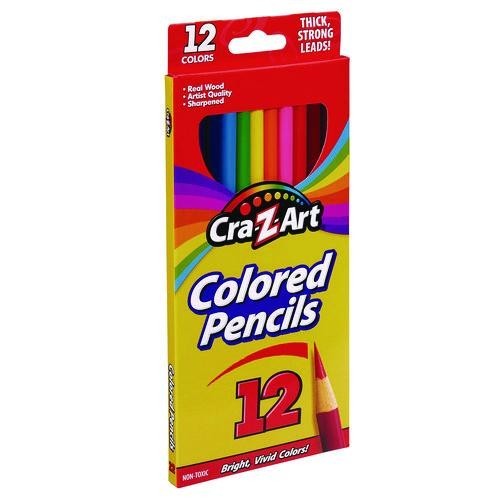 Cra-Z-Art Colored Pencils, 12 Assorted Lead and Barrel Color