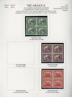 Lotto pagine album specializzate NICARAGUA BYERLEY #72 MULTIPLI alcuni TIPO II $$$