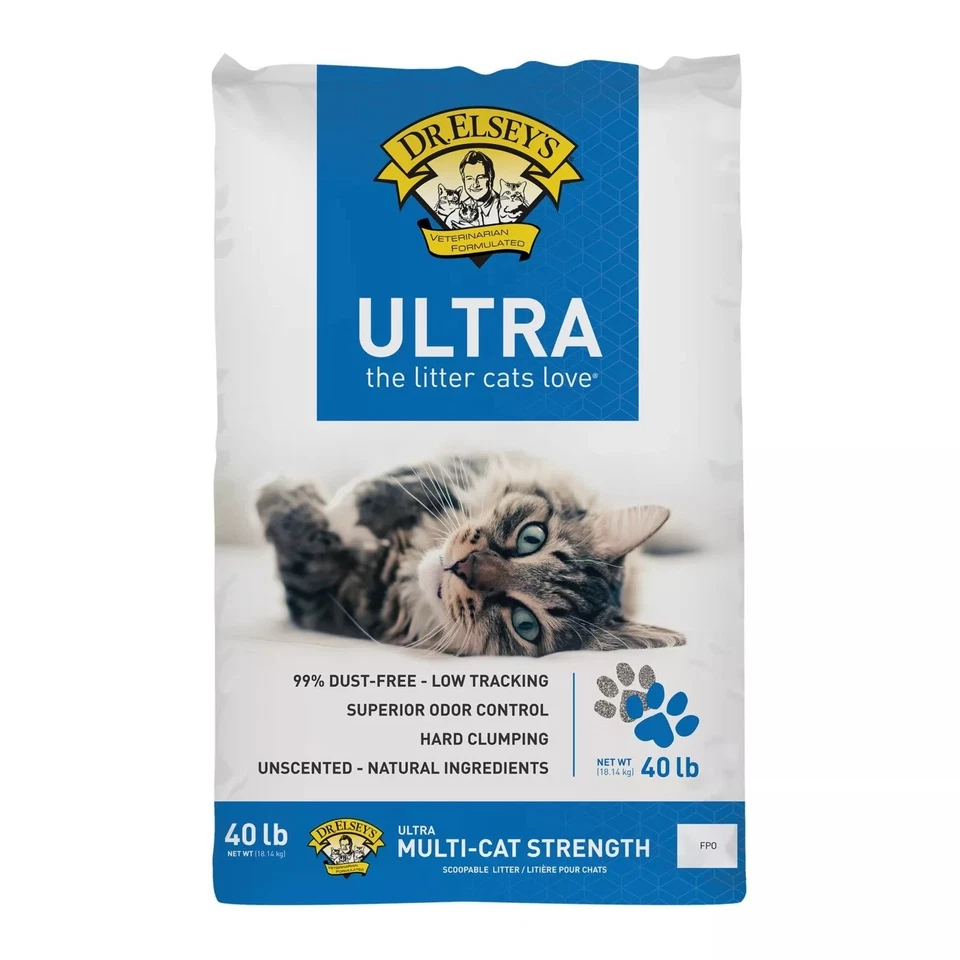 Areia ultra aglomerada para gatos Dr. Elsey's 40 lb x3 sem perfume baixo rastreamento multi-gato - Imagem 2 de 4