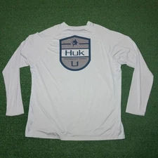 HUK Performance Fishing Long Sleeve T Shirt Light Blue Mens XL