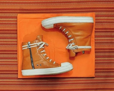 Rick Owens Mainline Orange Leather Ramones 42