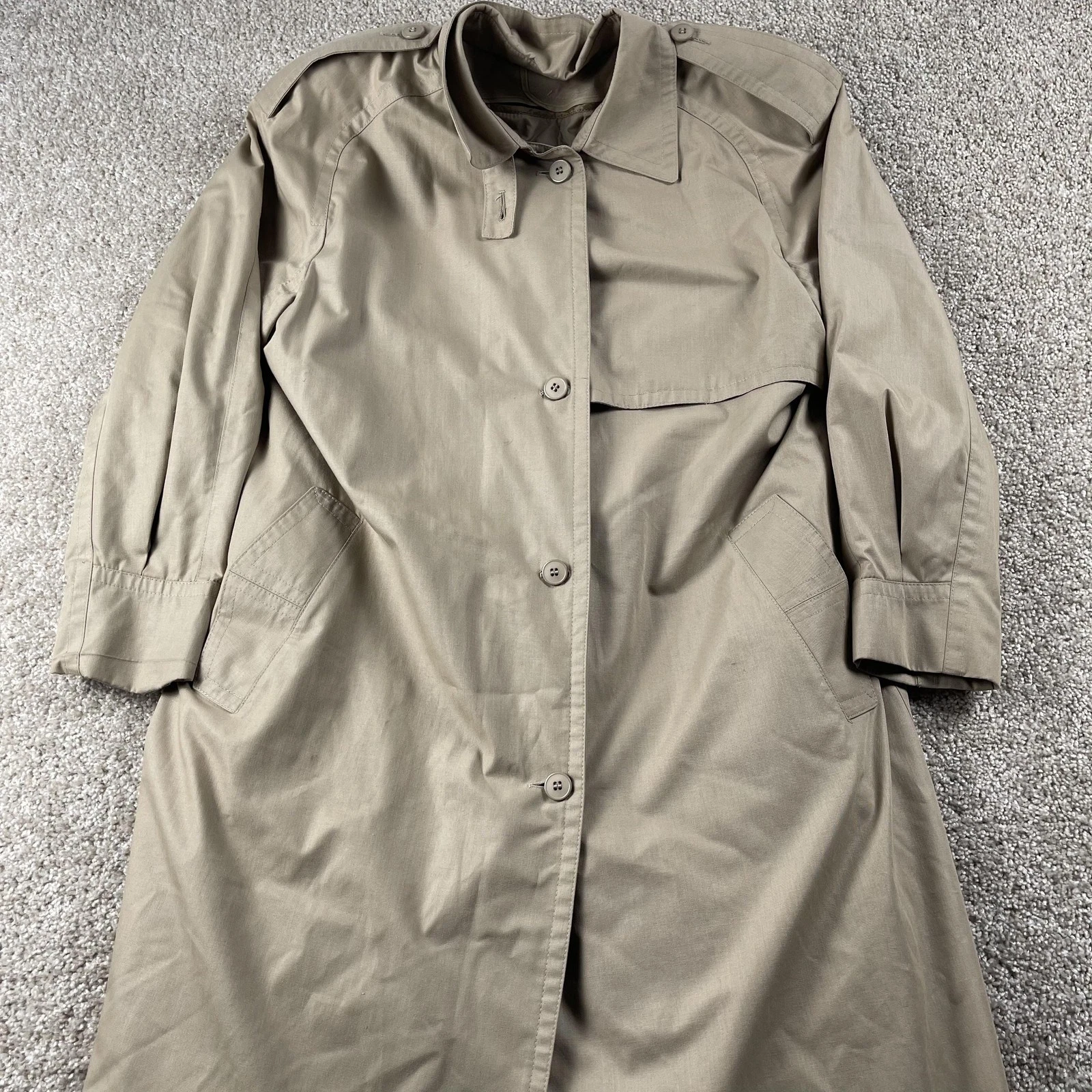 Vintage London Fog Coat Mens Large Beige Microfiber Trench Thinsulate Lined
