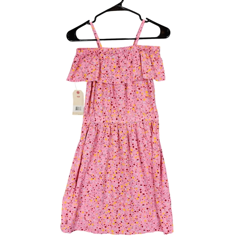 Vestido Levis Volantes L Niños Niña Hombro Frío Floral Rosa En Niveles Midi 12-13 años NUEVO Foto 2 de 4
