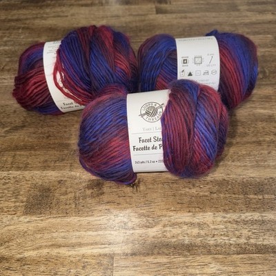 3 Loops & Threads Facet Stones Roving worsted Garnet red purple Yarn