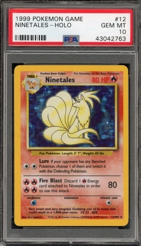 Pokemon Ninetales Base Set Unlimited Holo Rare #12 PSA 10 Gem Mint