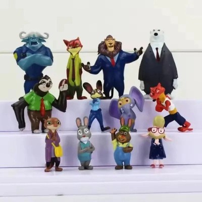 12 pcs/set Zootopia Animals Action Figure 4-8 cm Kids Toys Gift Collection Cake
