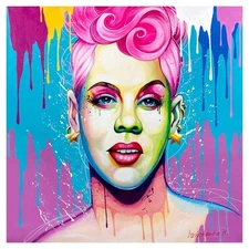 Alexander Ishchenko "Pink" Original Acrylic Painting on Canvas Hand Signed