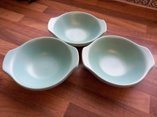 Poole Pottery X6 Lugged Bowls Twintone Seagull Grey Ice Green Vintage Ex Con