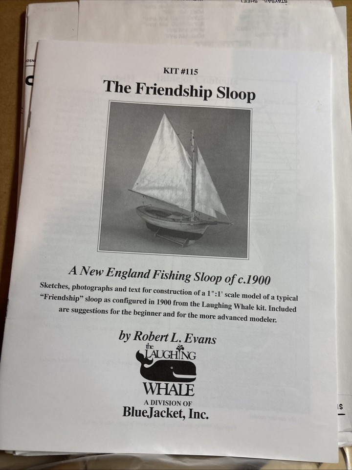 Laughing Whale Maine Friendship Sloop Wood Model Kit NOS in Open Box | eBay